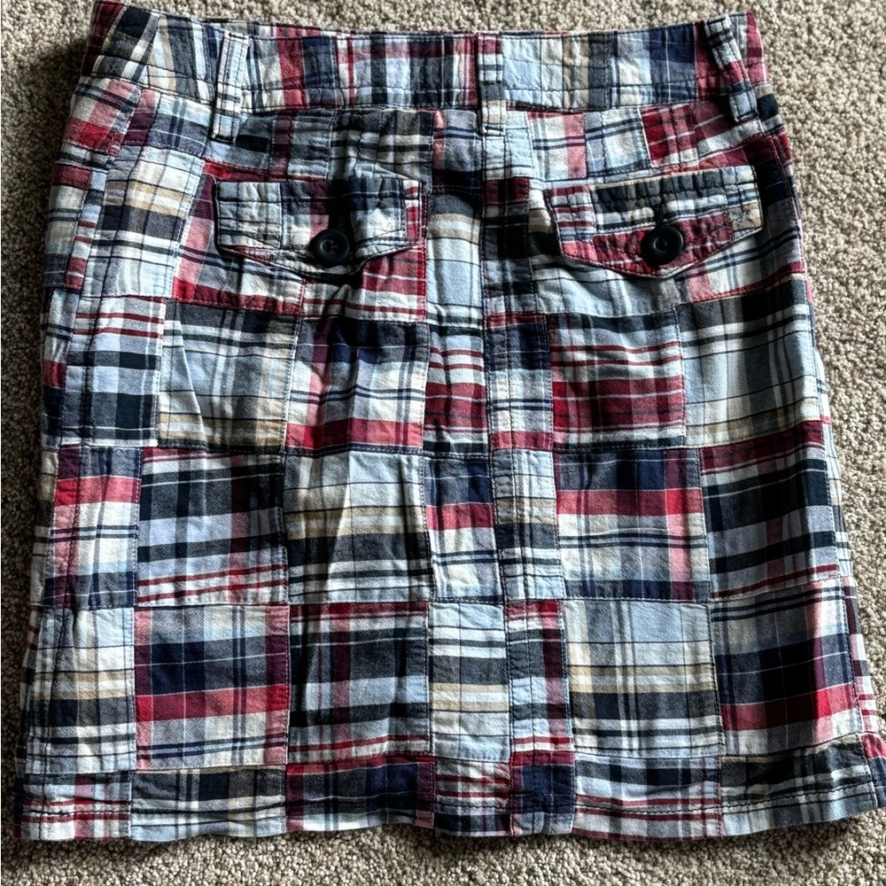 Ann Taylor Loft Plaid Patchwork Skirt-Petites-00P - Picture 2 of 6